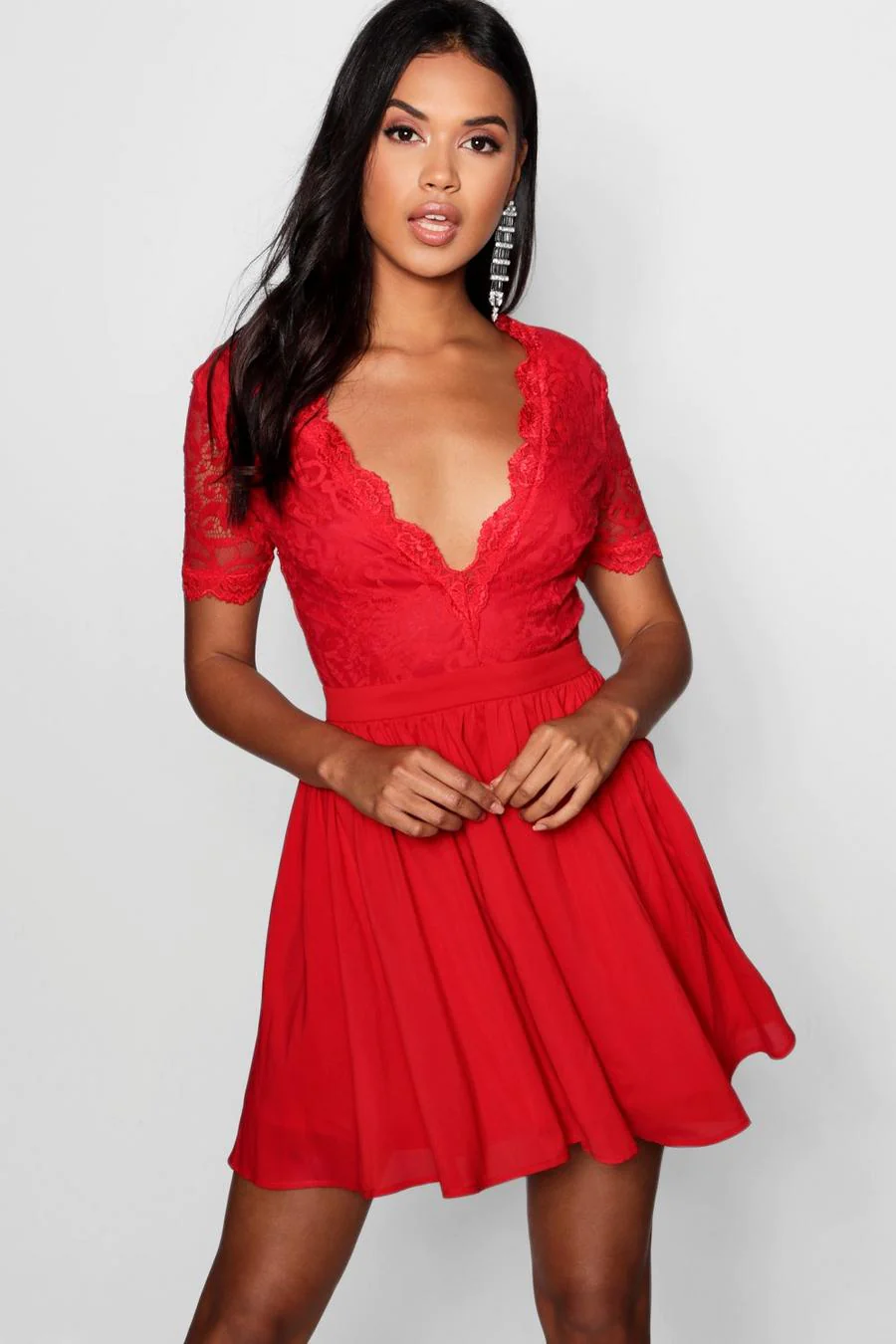 Lace Top Skater Dress